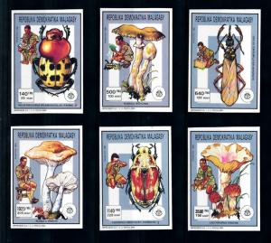 [95946] Madagascar Malagasy 1991 Insects Beetles Mushrooms Scouting Imperf. MNH