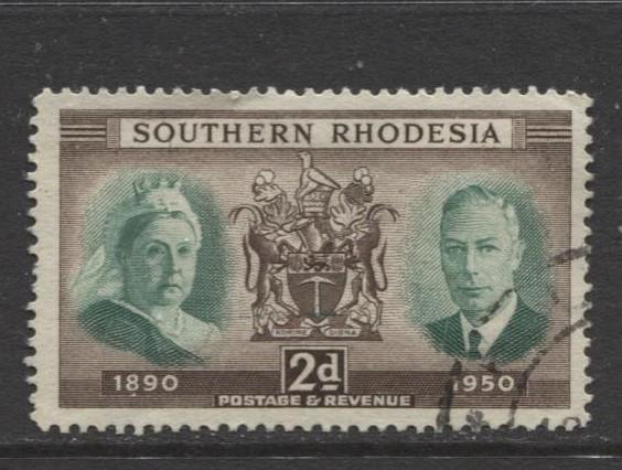 Southern Rhodesia- Scott 73 -KGVI & QV - 1950 - Used - Single 2d Stamp