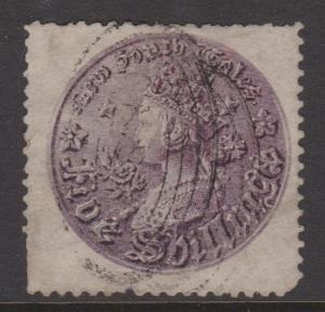 New South Wales 1861-1880 QV 5 Shilling Purple Coin Perf 13 Sc#44a Used