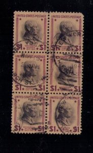 US Sc #832 Used Zip Block Of Six F-VF