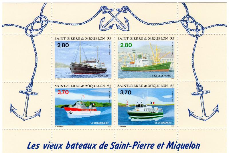 St.Pierre and  Miquelon 1994 Sc#604 SHIPS Sheet (4) MNH VF