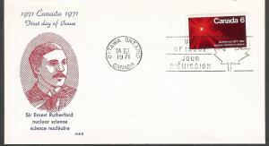 Canada 534 FDC. 1971, Ernest Rutherford, Atoms