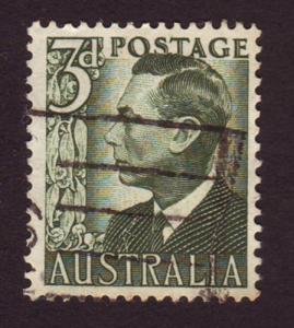 Australia 1951 Sc#233, SG#237d 3d Green KGVI Kings, Royalty USED