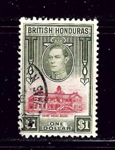 British Honduras 124 Used Court House  Short corner perf