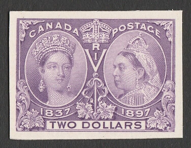 CANADA 1897 QV Jubilee $2 deep violet, imperf Proof. Only 750 printed.