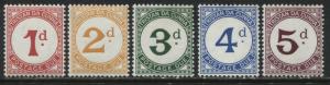 Tristan Da Cunha Postage Dues 1d to 5d complete set unmounted mint NH