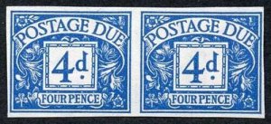 SGD43a 4d Post Due wmk Tudor Crown ERROR IMPERF U/M Pair