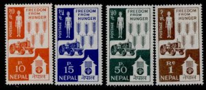 Nepal 159-62 MNH FAO, Freedom from Hunger, Tractor, Wheat