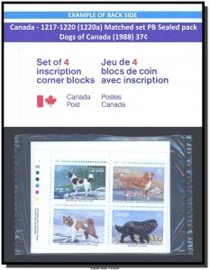 Canada - 1217-1220 (1220a) Matched set PB Sealed pack - Dogs of Canada (1988)