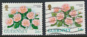 Guernsey  SG 575 - 575a perf 13 & perf 14  SC# 489 - 489a   Used  Rose  see d...
