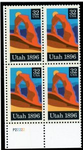 US  3024 Utah Statehood 32c - Plate Block of 4 - MNH - 1996 - P22222 LL