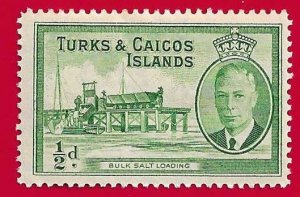 TURKS & CAICOS SCOTT#105 1950 1/2d LOADING SALT - MH