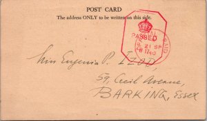 1940 Isle Of Man England WW2  Internment POW Camp Cover To Barking Essex