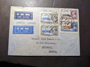 1935 British Singapore Straits Settlements Airmail Cover to Bordeaux France