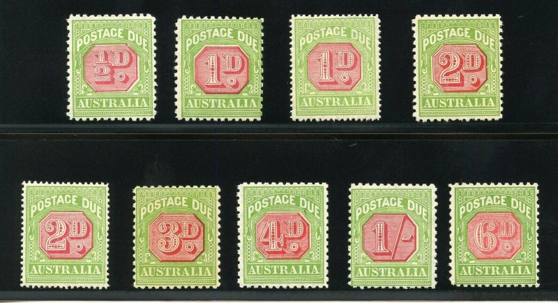 AUSTRALIA POSTAGE DUES SCOTT#J57/63   MINT LIGHT HINGED, 1d & 2d PERF 14  NH