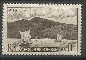 COMORO ISLANDS, 1950, MNH 1fr, Anjouan Bay, Scott 32