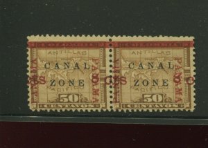 Canal Zone 14c Var Shifted Pair of Stamps with APS Cert (CZSG 14.19) *20 EXIST*