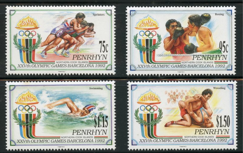 Penrhyn Island Scott 401-04 MNHOG - 1992 Barcelona Olympics Set - SCV $11.10