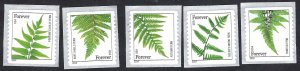 United States #4874-78 Forever (49¢) Ferns (2014). Five coil singles. MNH