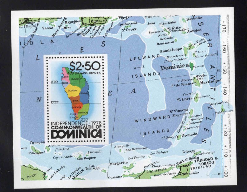 DOMINICA Scott 607 MNH** 1978 Map souvenir sheet