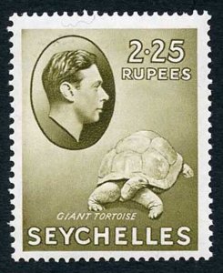 Seychelles SG148 1938-49 KGVI 2.25r Olive Wmk Mult Script CA M/M