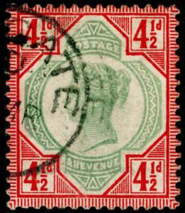 Sg206, 4½d green & carmine, FINE used. Cat £45.