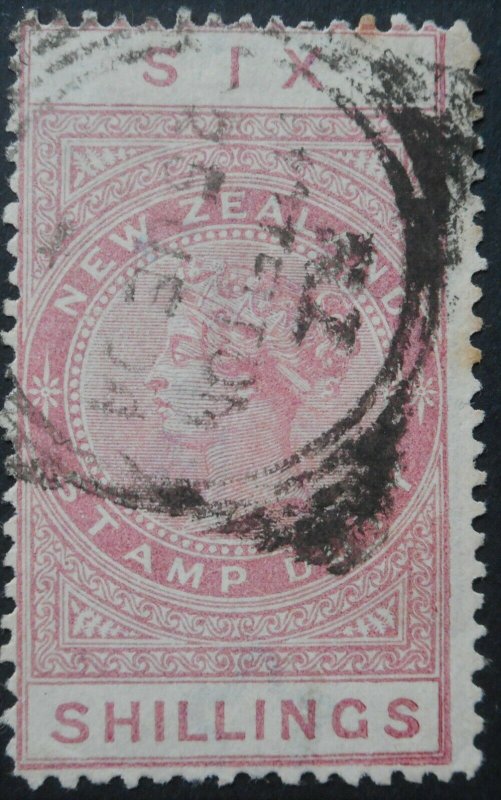 New Zealand 1886 QV Six Shillings p12½ SG F27 used