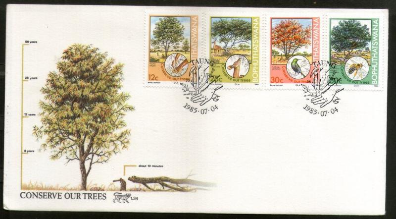 Bophuthatswana 1985 Tree Conservation Bird Honey Bee Flora Sc 169-2 FDC # 16431