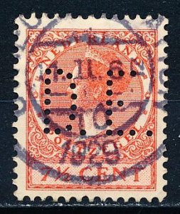 Netherlands #175 Single Perfin Used