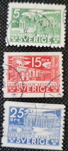 Sweden, 1935, #242,244-45, Swedish Parliament, coil, vert. perf. ,SCV$1.40