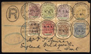 Transvaal, 1902 (Jan 20) registered cover from Potchefstroom to England, fran...