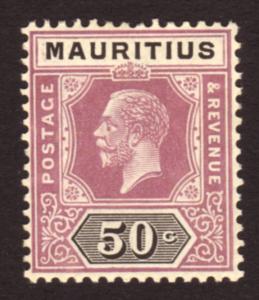 Mauritius 1921 50c SG#237 Purple & Black KGV Head  MINT. 
