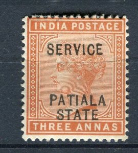 INDIA; PATIALA 1891 classic QV SERVICE Optd. issue Mint Shade of 3a. value