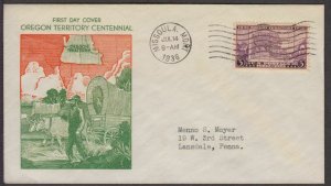 1936 Oregon Territory 100th Sc 783-39 FDC Missoula MT with Theron E. Fox cachet