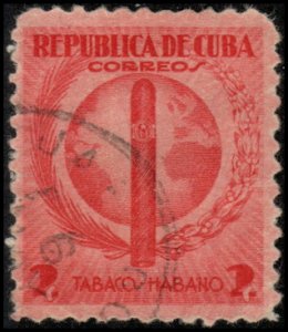 Cuba 357 - Used - 2c Globe / Cigar (1939) (1)