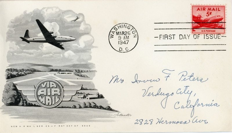 US Stamp #C33 Sky Master Air Mail 5c - FDC - Washington DC - CV $2.00