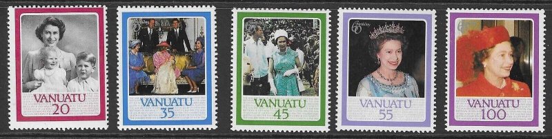 VANUATU SG429/33 1986 60th BIRTHDAY OF QUEEN ELIZABETH MNH