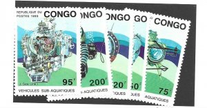 People's Republic of Congo Scott 1021-5 Aquatic Vehicles NH