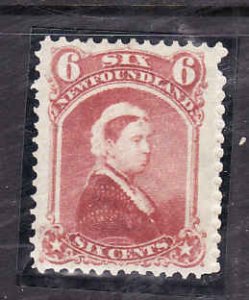 Newfoundland-Sc#35- id8-unused light hinged 6c dull rose-QV-1870-pulled perf UR