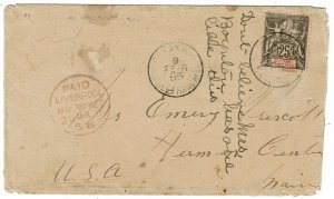 French Guinea 1895 Conakry cancel on cover to the U.S., franked Scott 10