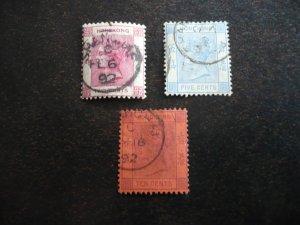 Stamps - Hong Kong (Shanghai) - Scott# 36b,40,44 - Used Part Set of 3 Stamps