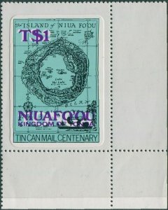 Niuafo'ou 1983 SG15a T$1 Map deep mauve surcharge corner MNH