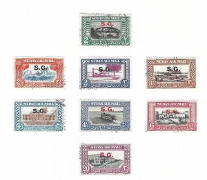 SUDAN 1950 AIR MAIL OFFICIALS SG 115-122, O59-O66 VERY FINE USED