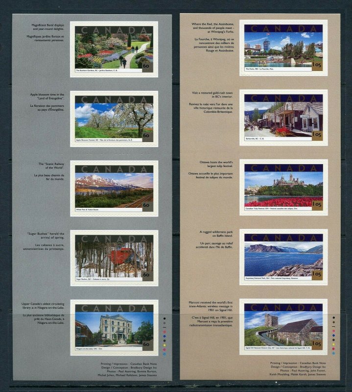 CANADA 2001 SELECTION OF MINT NEVER HINGED STAMPS AND SOUVENIR SHEETS FACE 31.58