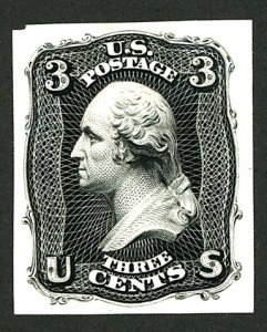 U.S. #65 BLACK TRIAL COLOR PROOF THIN PAPER