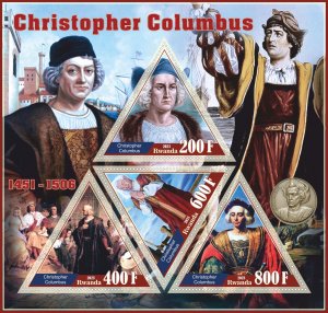 Stamps. Ships. Exploers.Christopher Columbus  2022 year 1+1 sheets perf  Rwanda