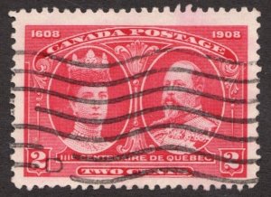 1908 Canada Sc #98 - 2¢ Tercentennial - KGVII & Queen Alexandra - Used vf