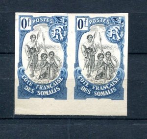 Somali Coast 1902 Imperf Proof Color Trials No gum as issued Pair 7863