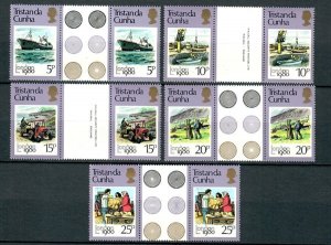 Tristan da Cunha #272 - 276 set of MNH gutter pairs