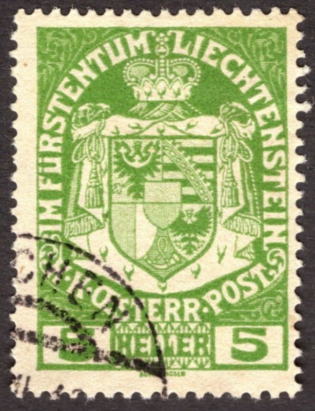 1917, Liechtenstein 5h, Used, Sc 5